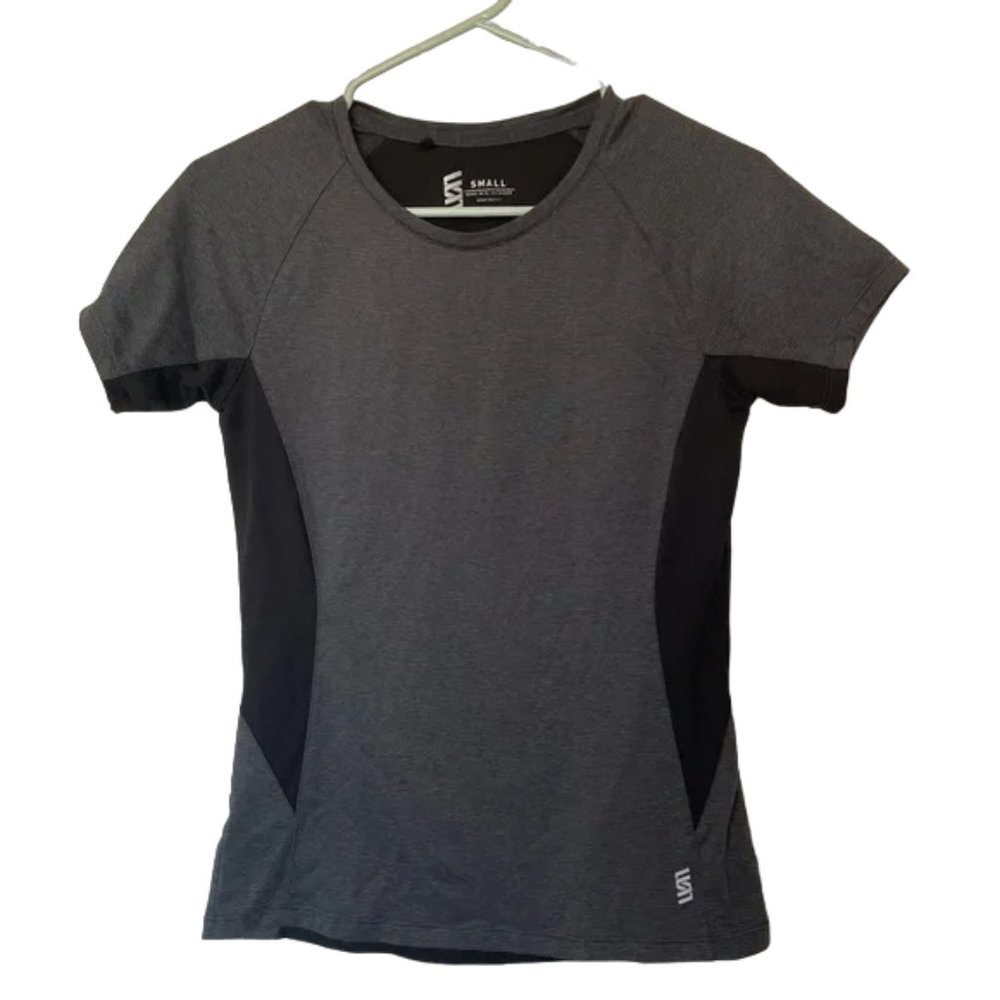 Second Skin Black Grey Workout Tshirt Womens Size Small